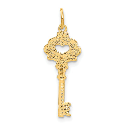 14K Polished Fancy Edge Heart Key Charm