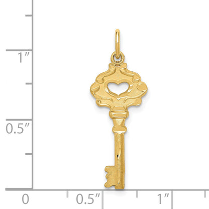 14K Polished Fancy Edge Heart Key Charm