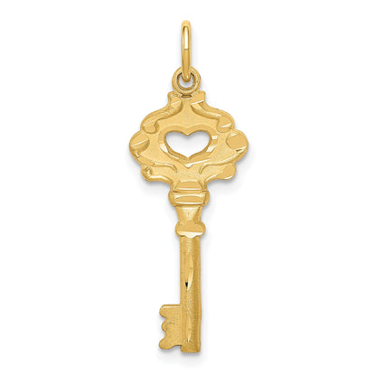 14K Polished Fancy Edge Heart Key Charm