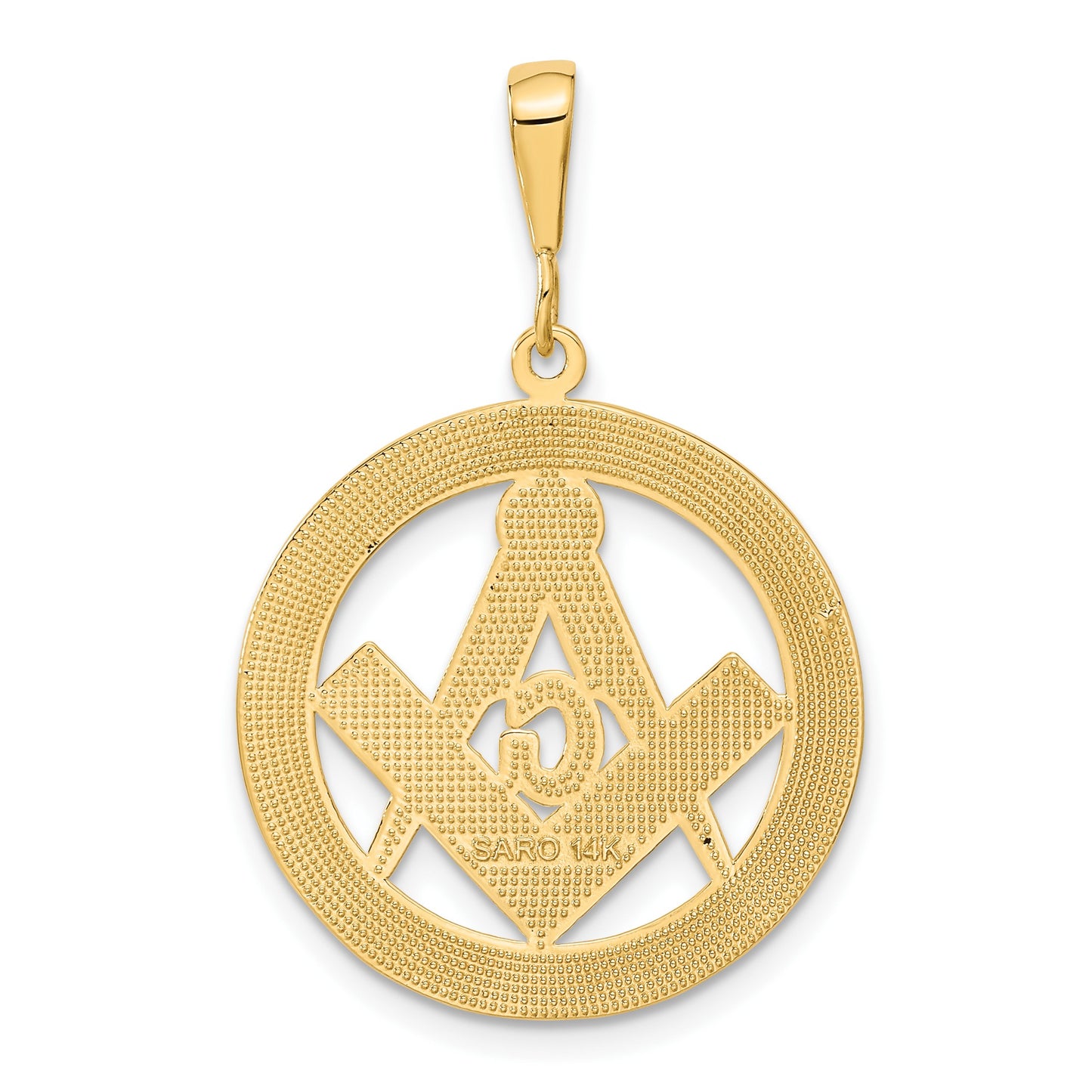14k Polished and Textured Large Masonic Symbol Pendant