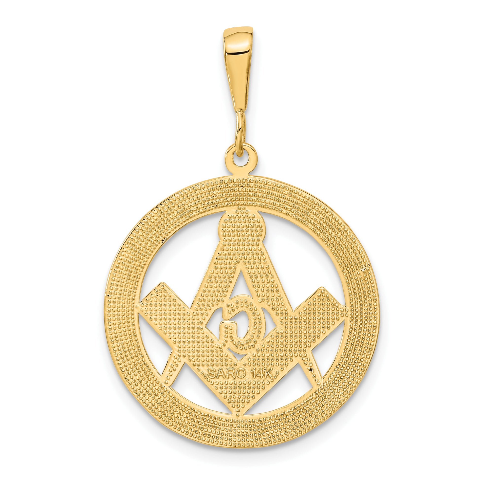 14k Polished and Textured Large Masonic Symbol Pendant