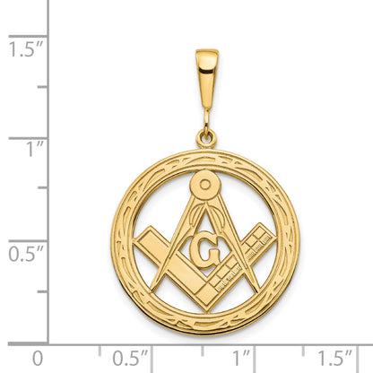 14k Polished and Textured Large Masonic Symbol Pendant