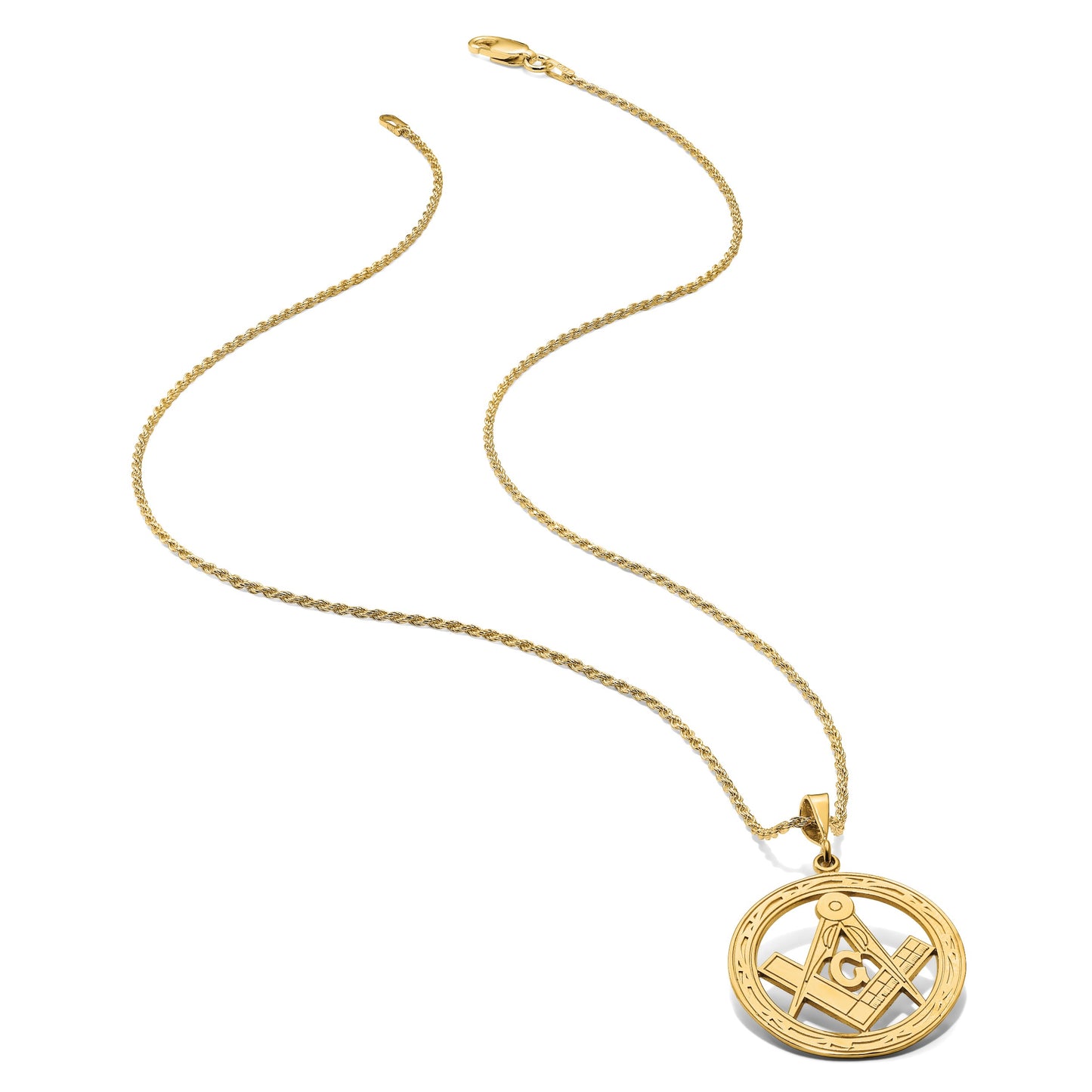 14k Polished and Textured Large Masonic Symbol Pendant