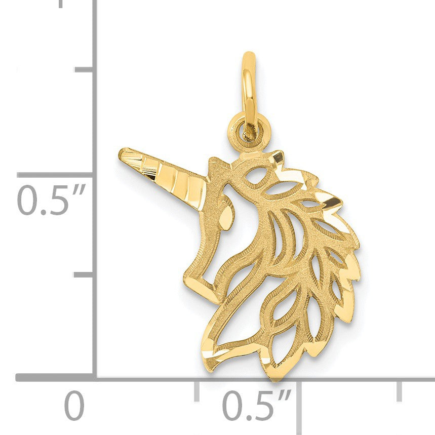 14k Diamond-cut Unicorn Head Pendant