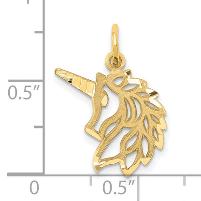 14k Diamond-cut Unicorn Head Pendant