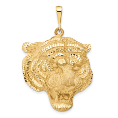 14k Diamond-cut Tigers Head Pendant