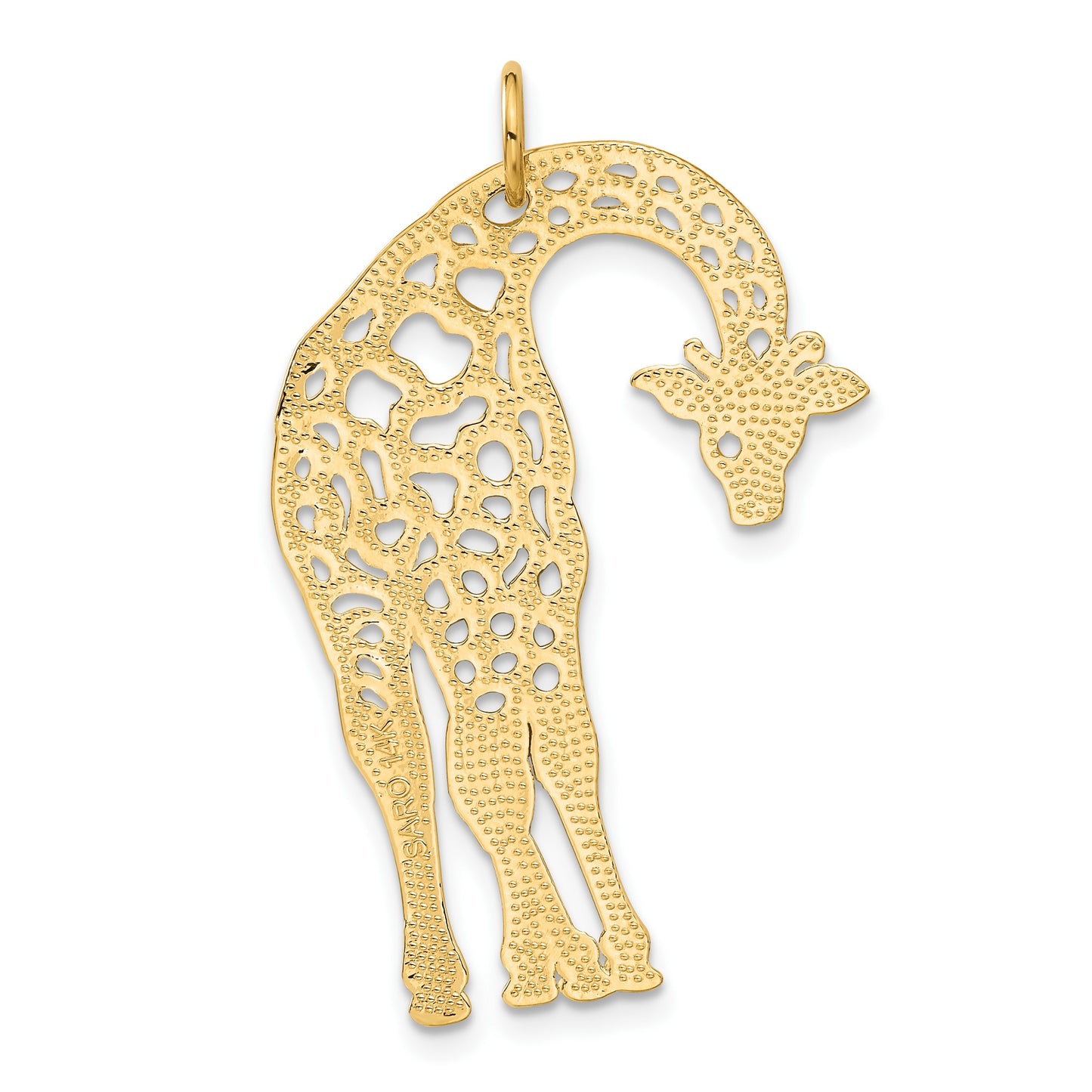 14k Large Satin Diamond-cut Giraffe Charm