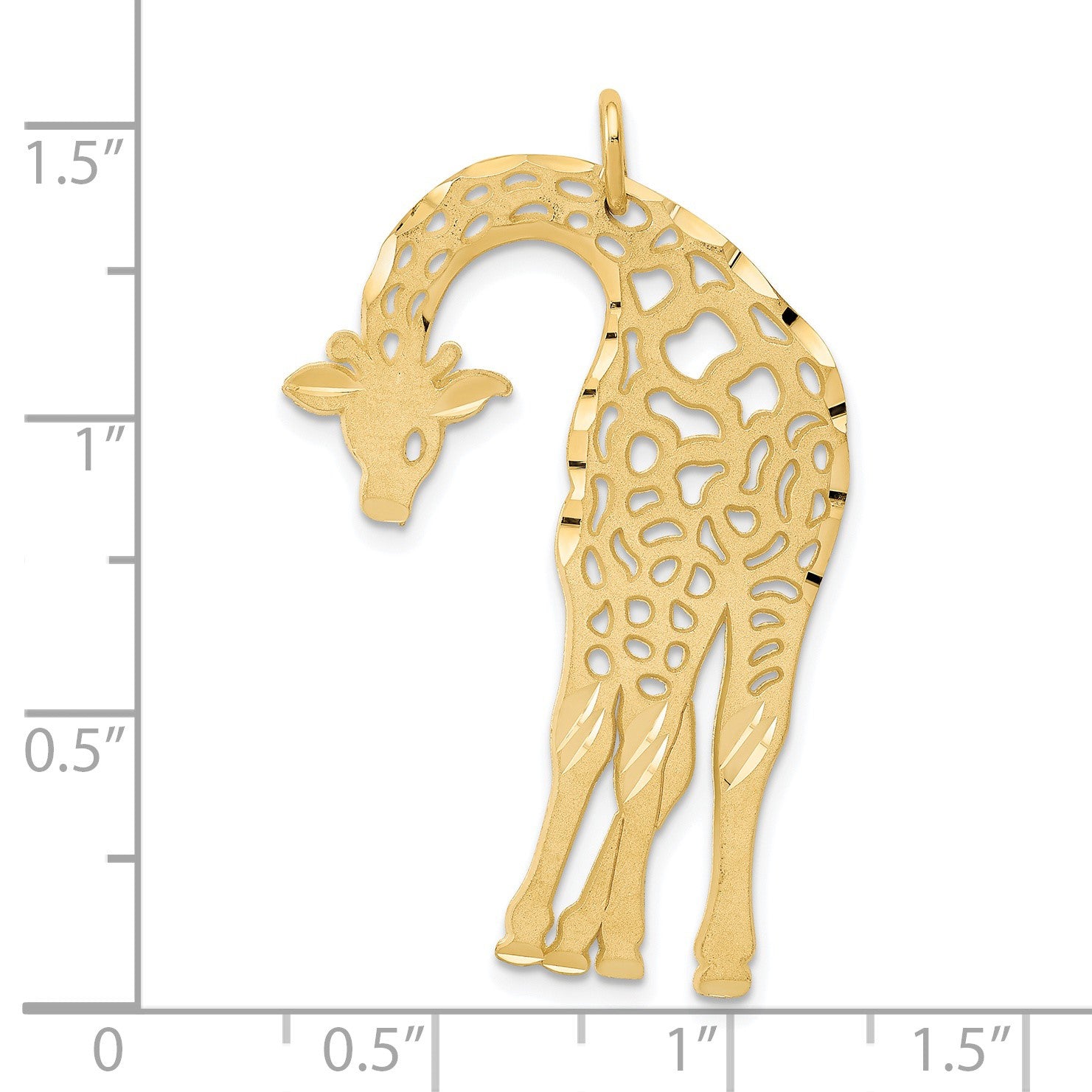 14k Large Satin Diamond-cut Giraffe Charm