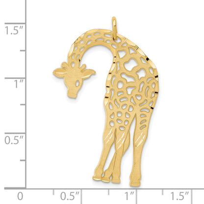 14k Large Satin Diamond-cut Giraffe Charm
