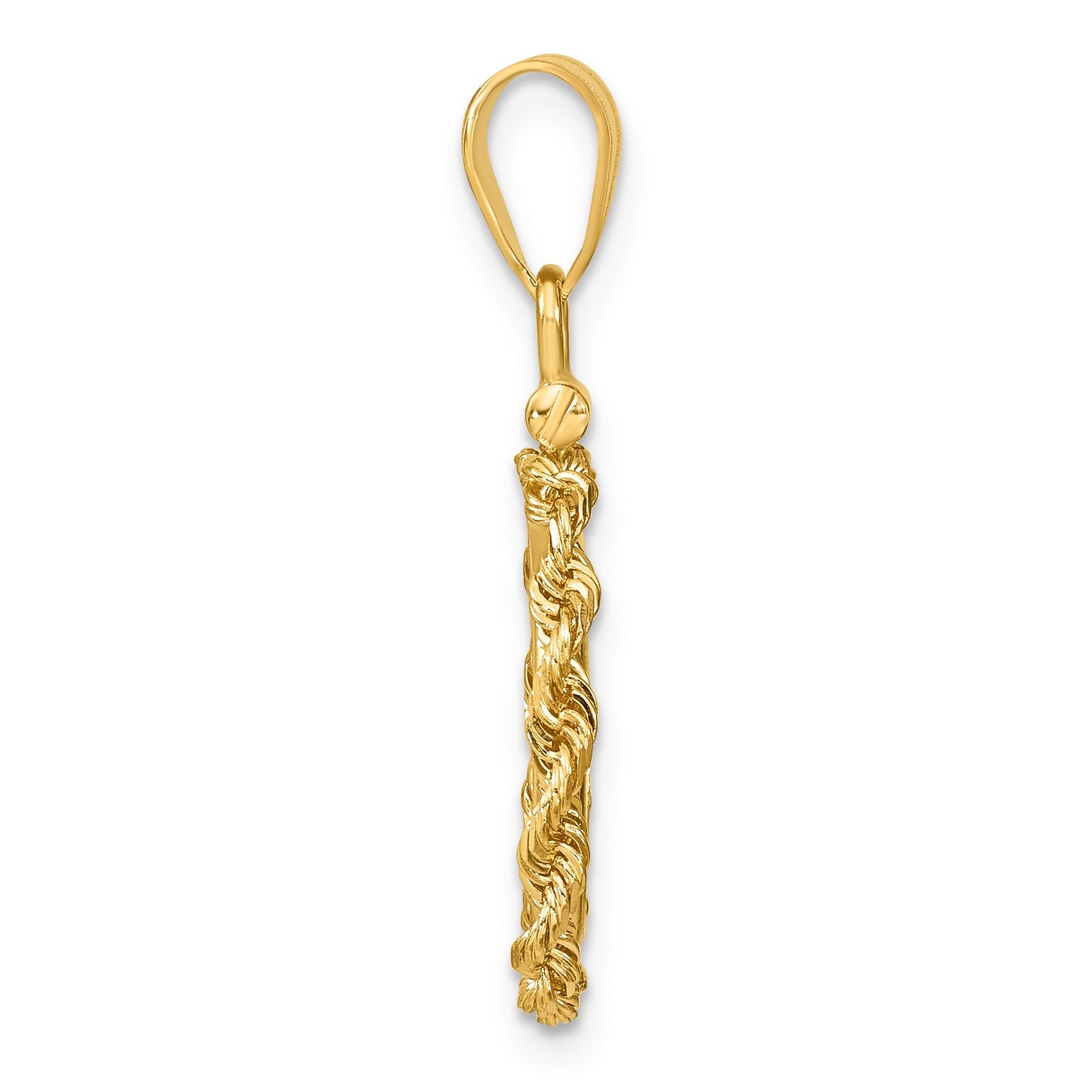Wideband Distinguished Coin Jewelry 14k Polished Rope 13.0mm x 1.1mm Screw Top Coin Bezel Pendant