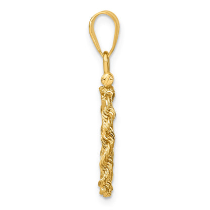 Wideband Distinguished Coin Jewelry 14k Polished Rope 13.0mm x 1.1mm Screw Top Coin Bezel Pendant