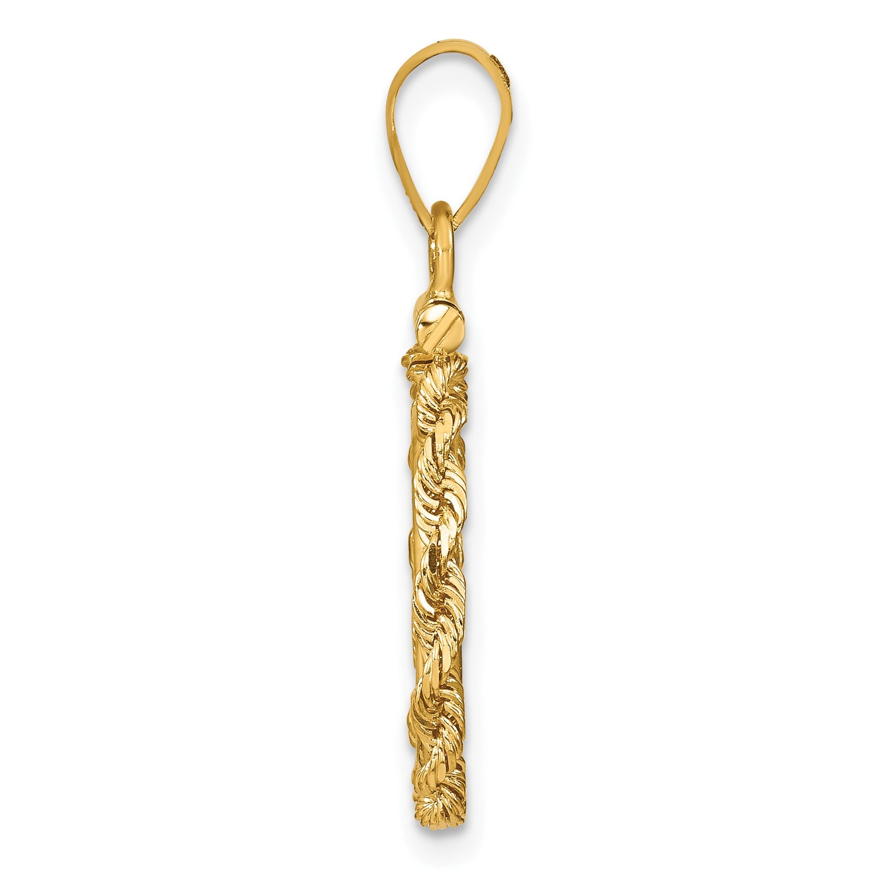 Wideband Distinguished Coin Jewelry 14k Polished Rope 14.0mm x 1.1mm Screw Top Coin Bezel Pendant