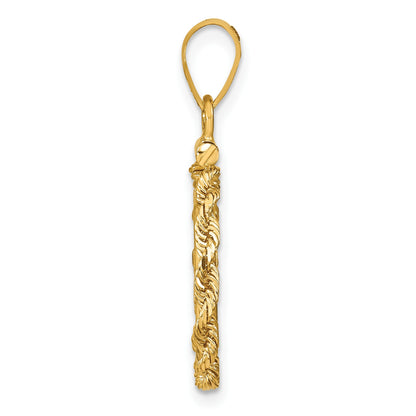 Wideband Distinguished Coin Jewelry 14k Polished Rope 14.0mm x 1.1mm Screw Top Coin Bezel Pendant