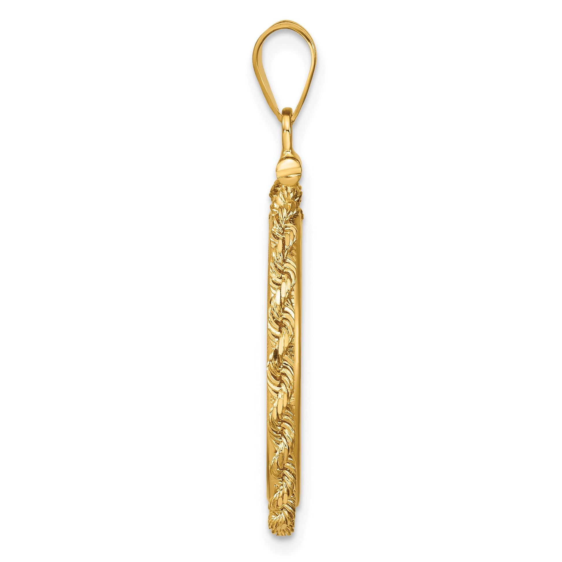 Wideband Distinguished Coin Jewelry 14k Polished Rope 21.6mm x 1.7mm Screw Top Coin Bezel Pendant