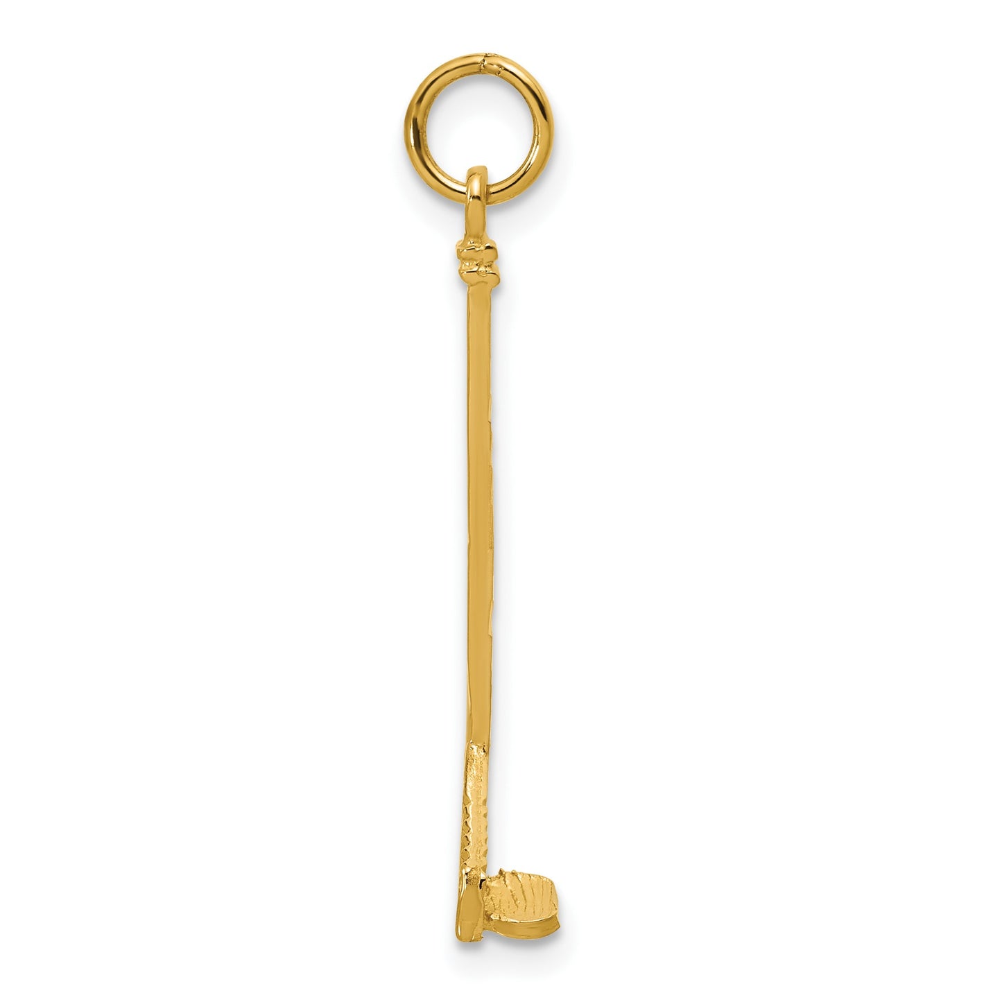 14k Satin Diamond-cut Hockey Stick Charm