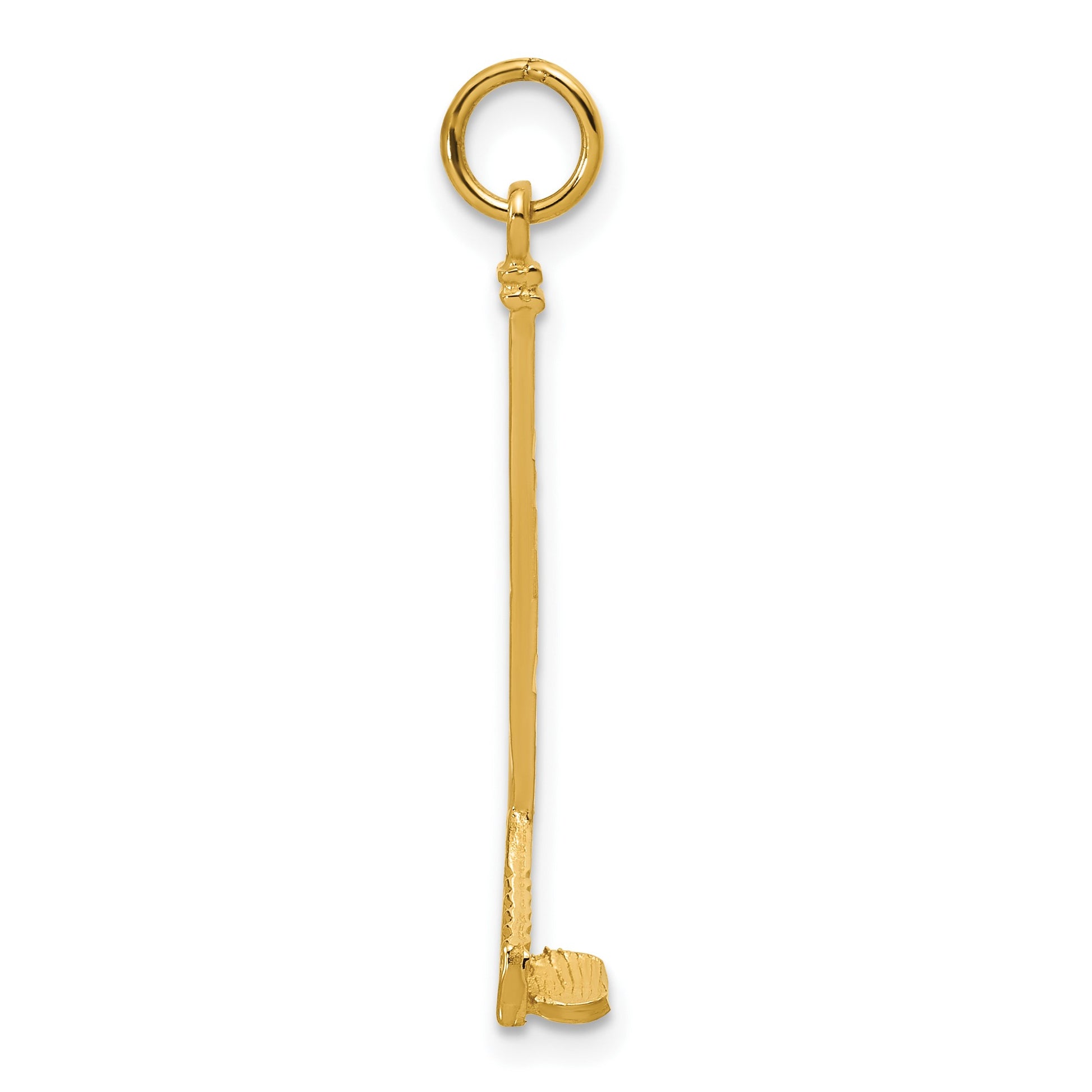 14k Satin Diamond-cut Hockey Stick Charm