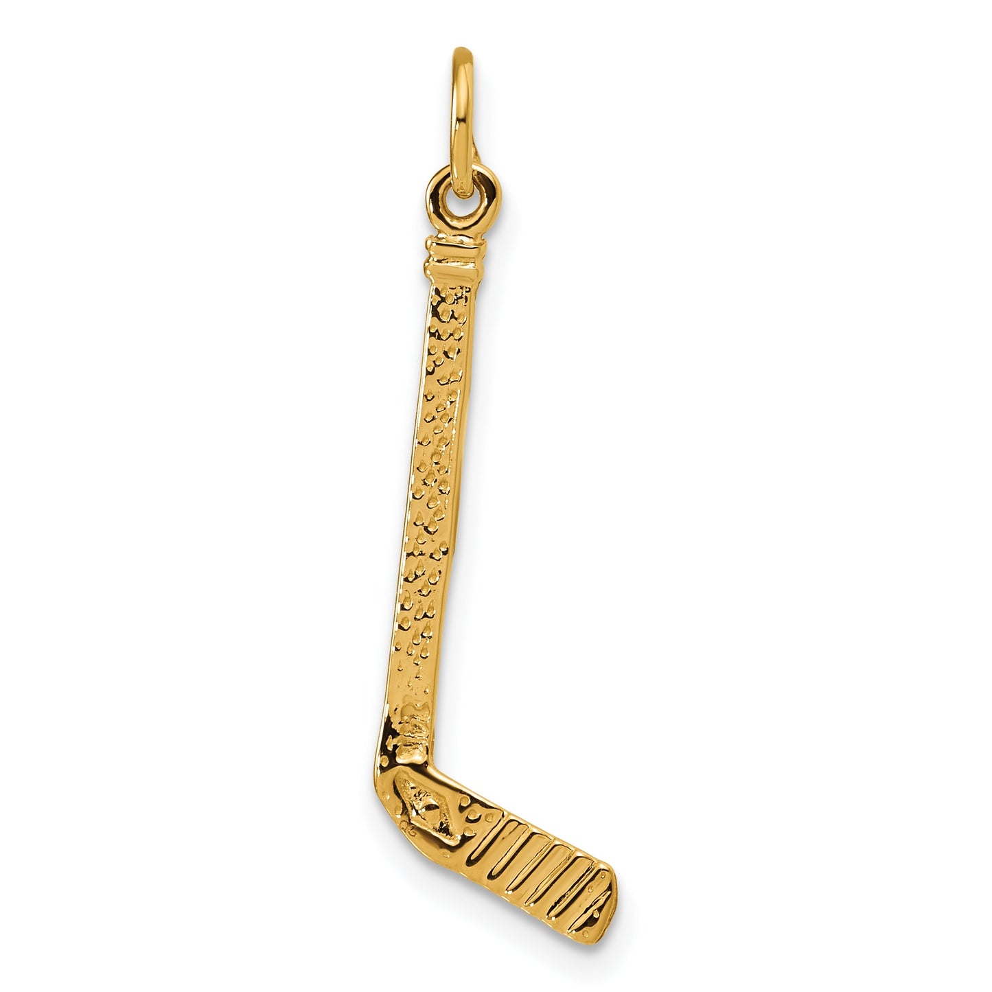 14k Satin Diamond-cut Hockey Stick Charm