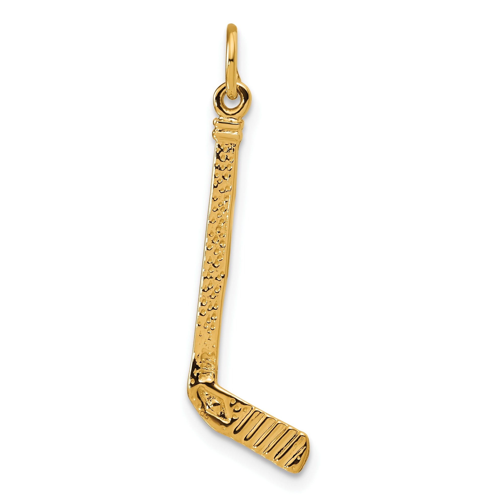 14k Satin Diamond-cut Hockey Stick Charm