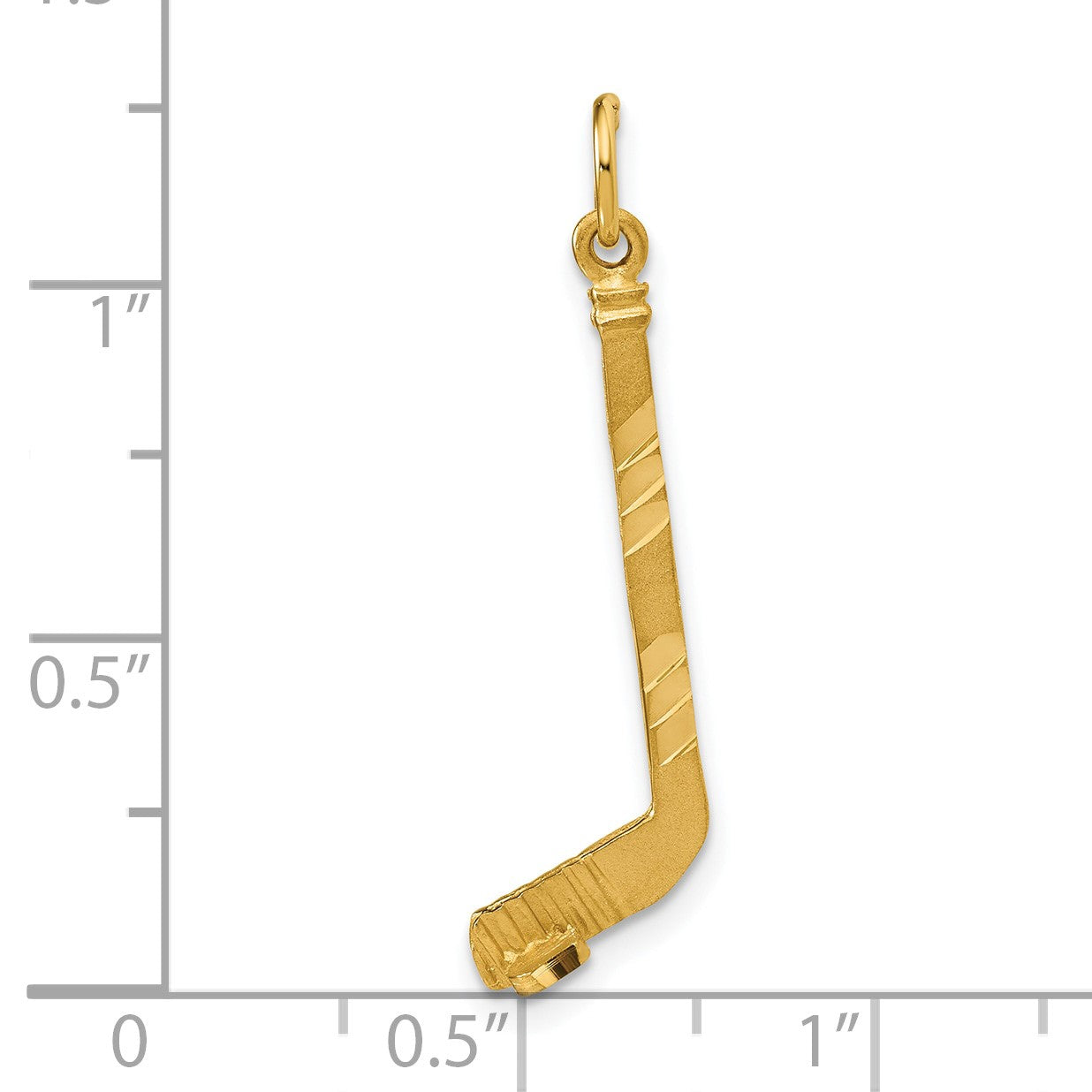 14k Satin Diamond-cut Hockey Stick Charm