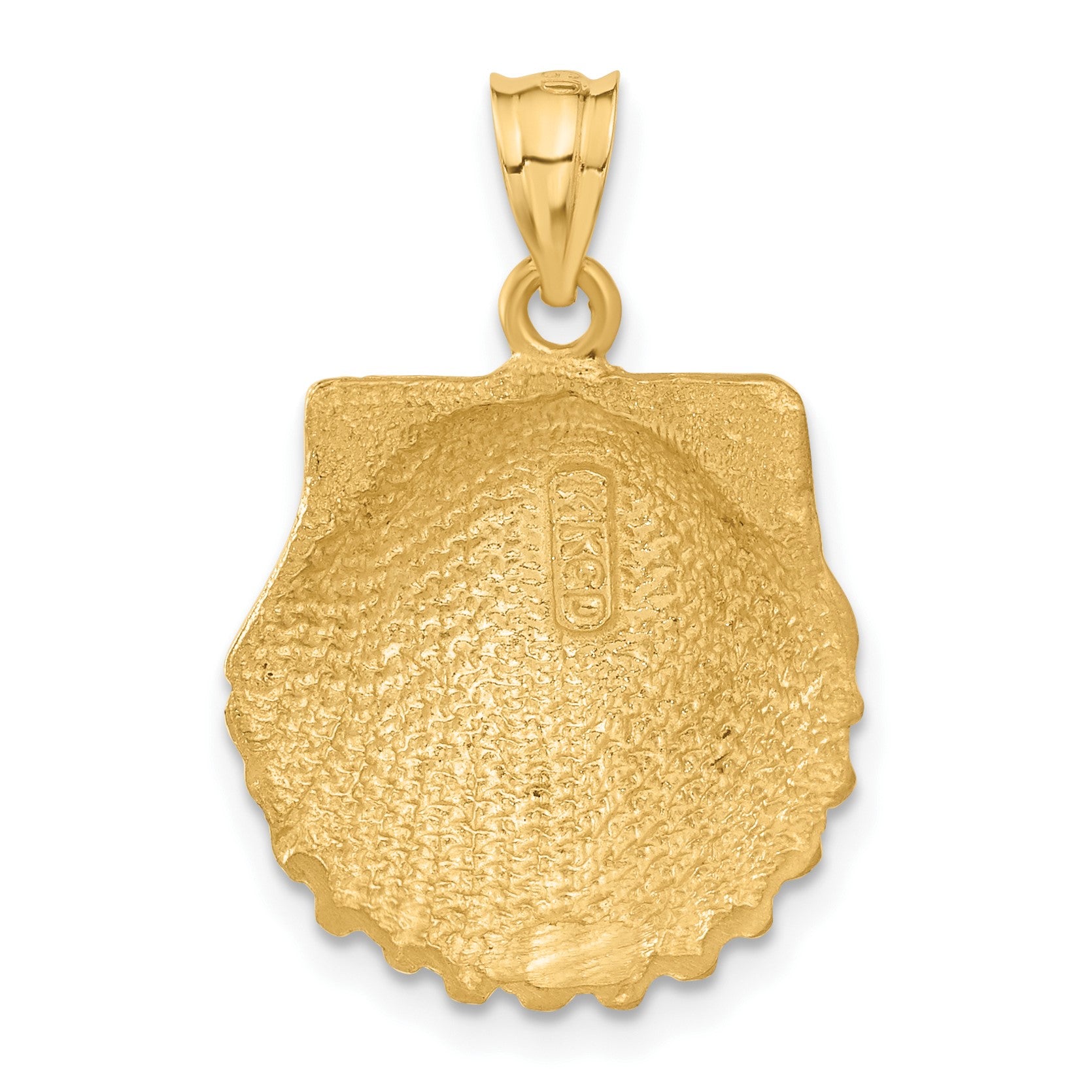 14k Diamond-cut Seashell Pendant