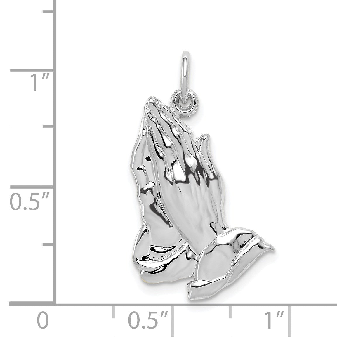 14k White Gold Praying Hands Pendant