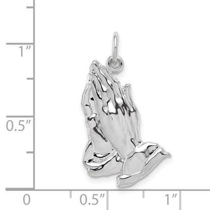 14k White Gold Praying Hands Pendant