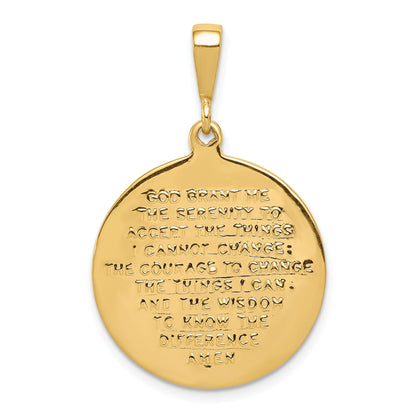 14K Reversible Praying Hands and Serenity Prayer Pendant