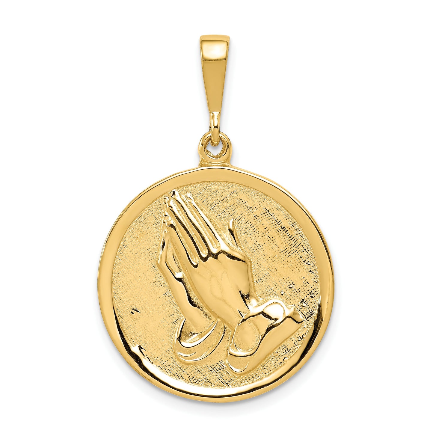 14K Reversible Praying Hands and Serenity Prayer Pendant