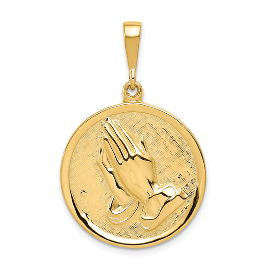 14K Reversible Praying Hands and Serenity Prayer Pendant