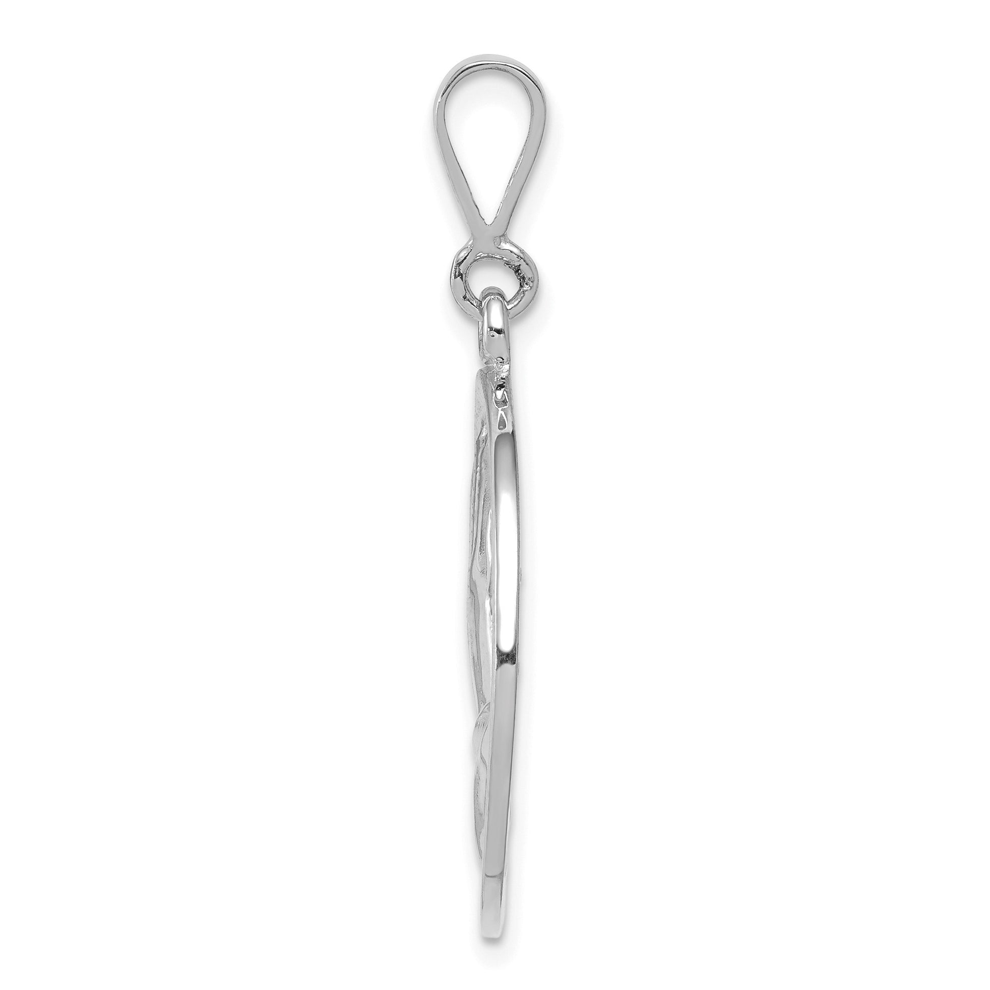 14k White Gold Reversible Praying Hands and Serenity Prayer Pendant