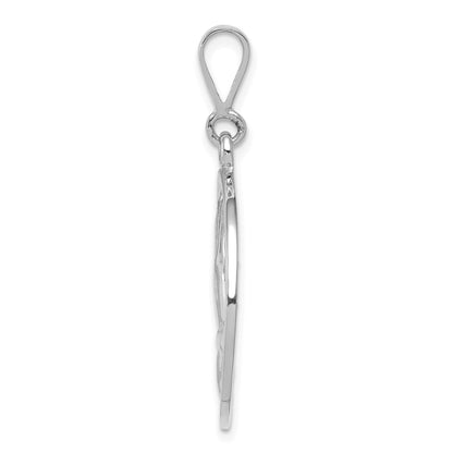 14k White Gold Reversible Praying Hands and Serenity Prayer Pendant