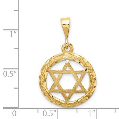 14k Star Of David Round Charm