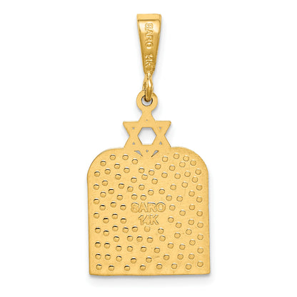 14K Polished 10 Commandment Tablets with Star Of David Charm