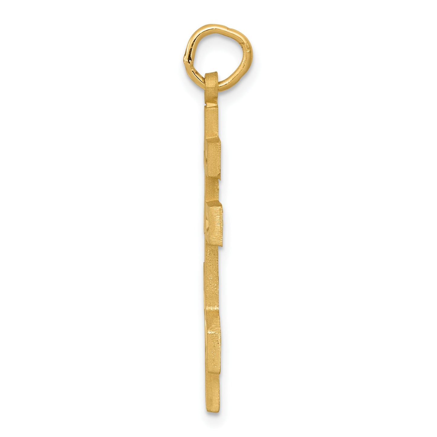 14k Satin Diamond-cut Eastern Orthodox Cross Pendant
