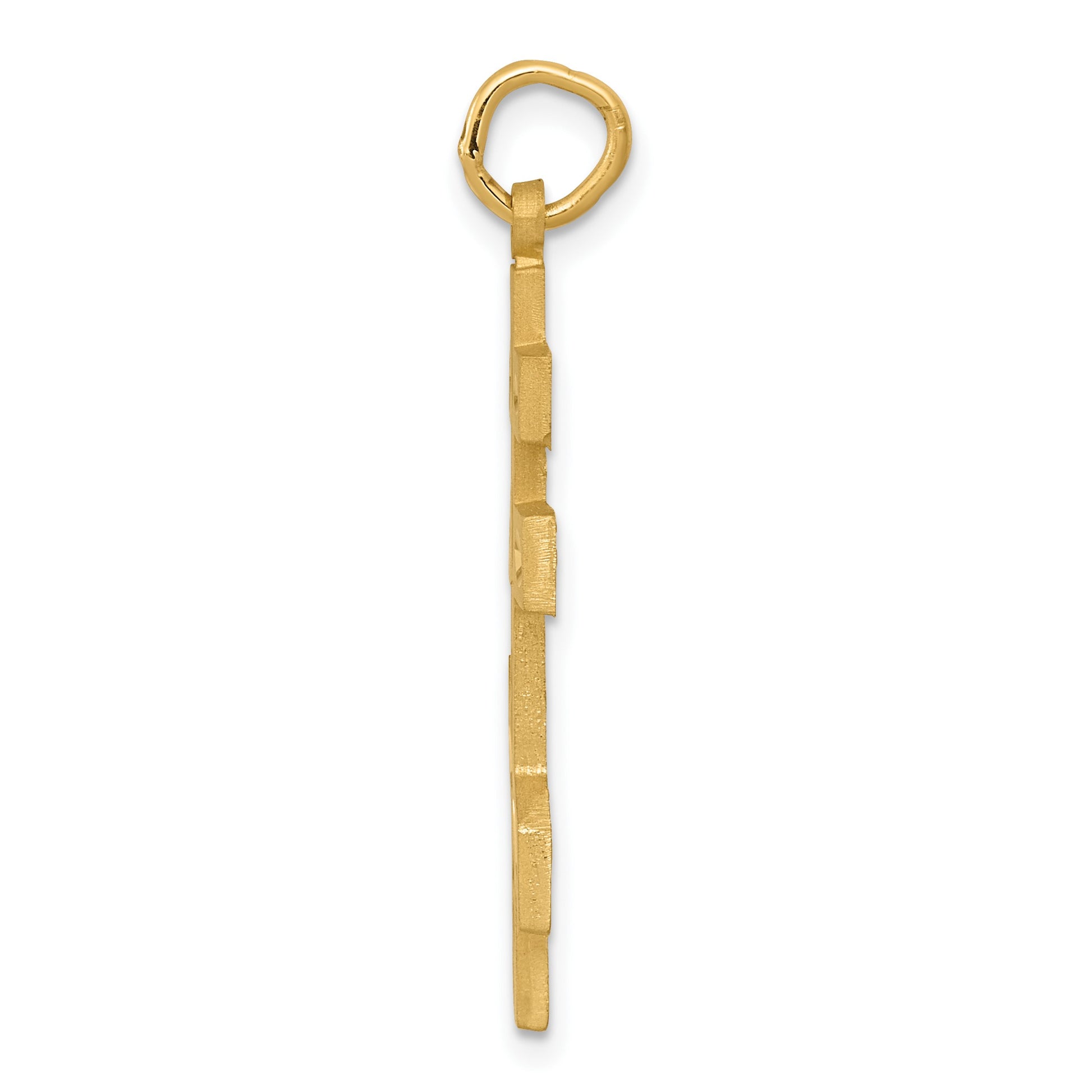 14k Satin Diamond-cut Eastern Orthodox Cross Pendant