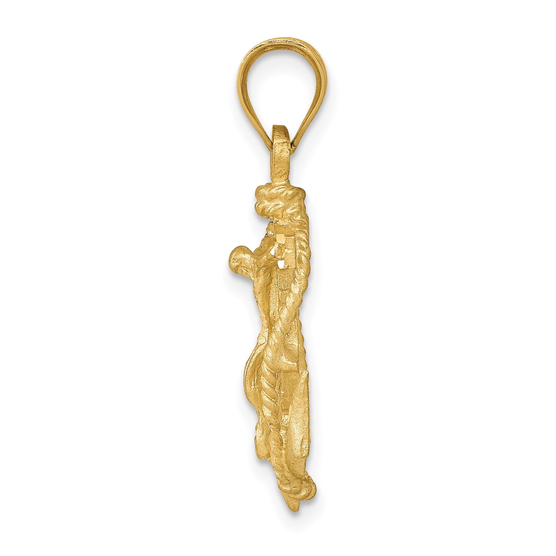 14k Satin Diamond-cut Mariners Crucifix Pendant