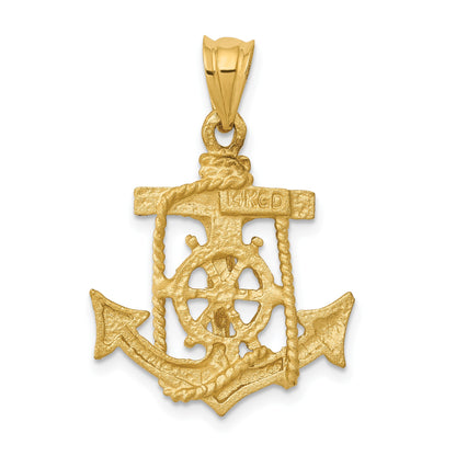 14k Satin Diamond-cut Mariners Crucifix Pendant