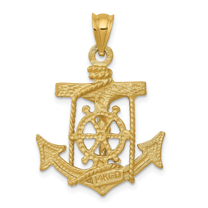 14k Satin Diamond-cut Mariners Crucifix Pendant