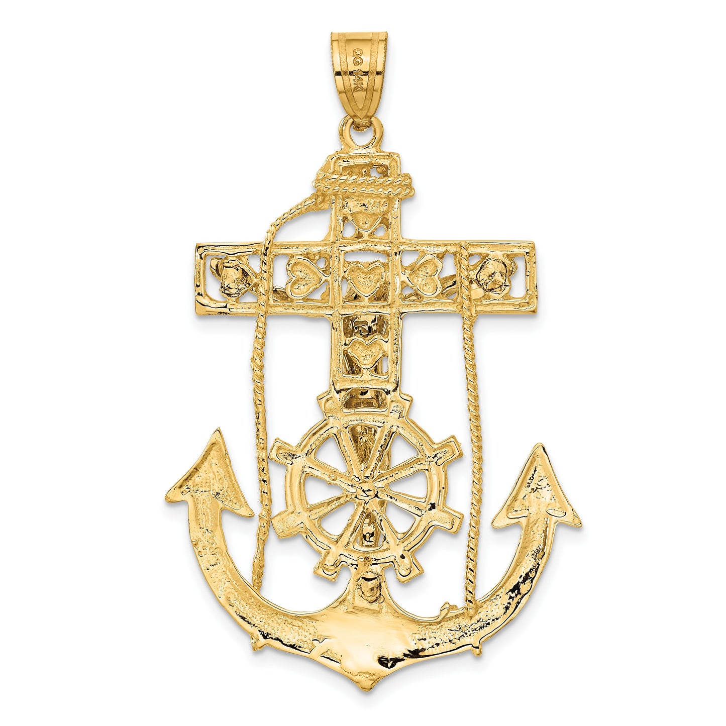 14k Two-tone Large Mariners Crucifix Pendant
