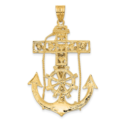 14k Two-tone Large Mariners Crucifix Pendant