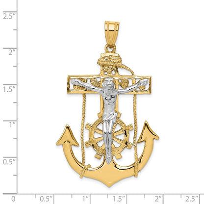 14k Two-tone Large Mariners Crucifix Pendant