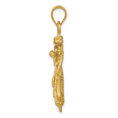 14k Satin Diamond-cut Mariners Crucifix Pendant