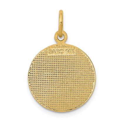 14K Satin and Polished COMMUNION Round Disc Charm