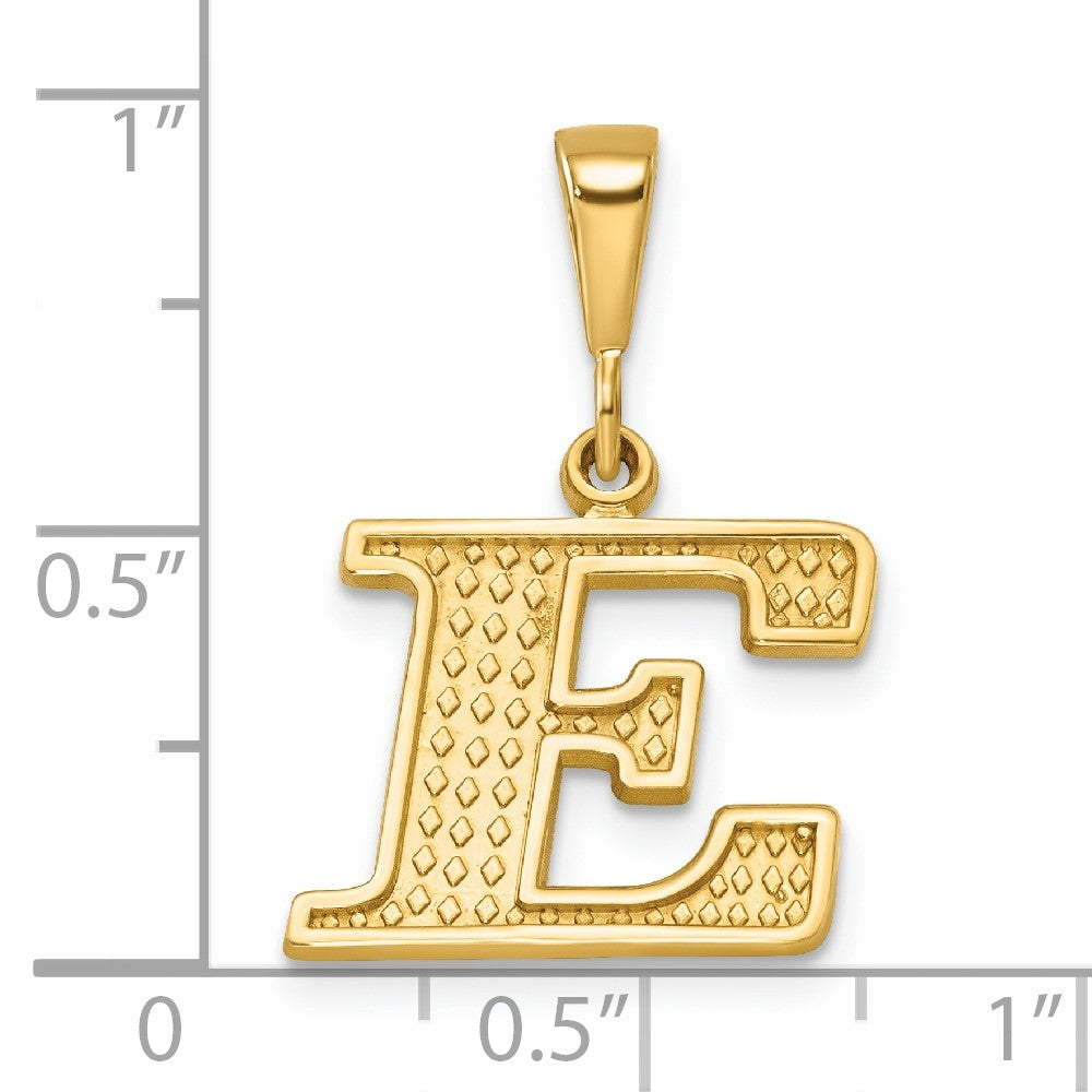14k Textured Initial E Charm