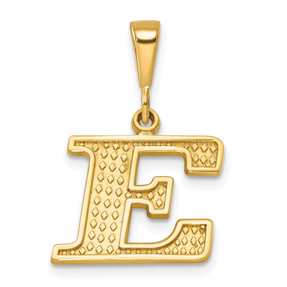 14k Textured Initial E Charm