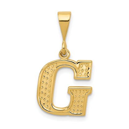 14k Textured Initial G Charm