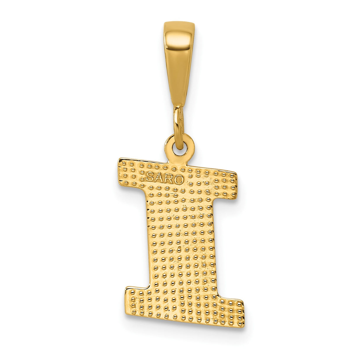 14k Textured Initial I Charm