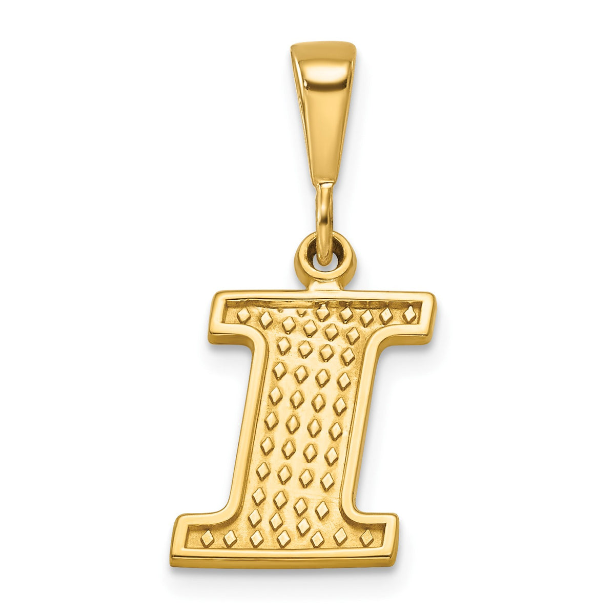 14k Textured Initial I Charm