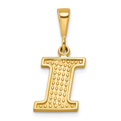 14k Textured Initial I Charm