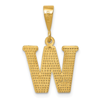 14k Textured Initial W Charm